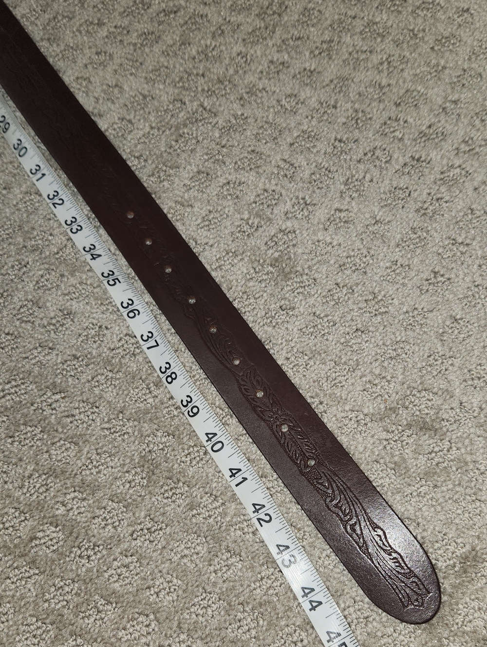 Abercrombie & Fitch Brown Leather Belt Decorative Blue Rhinestone Silver Buckle - Picture 11 of 14